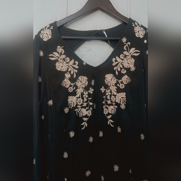 Free People Sweet Tennessee Embroidered Dress Tunic Top Black Size Small - Picture 4 of 10